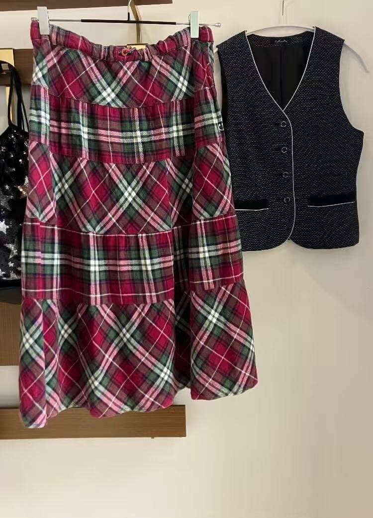Plaid skirt and vest from the Seth Mater archive